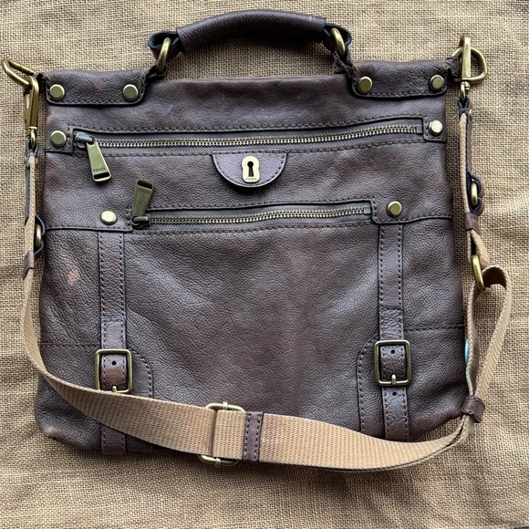 Fossil Rare Emily Crossbody Leather Bag Messenger Brown